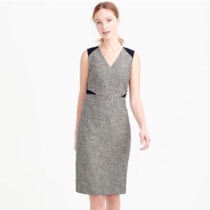J. Crew Tweed and Navy Eyelet Dress 0P